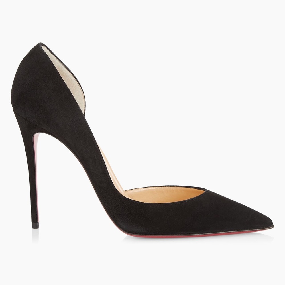 Christian Louboutin Black Suede D'Orsay Pointed Stiletto Heels